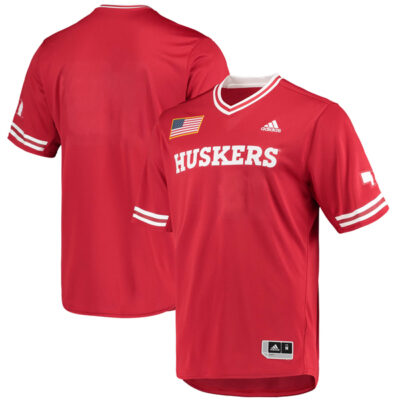 Nebraska Cornhuskers Baseball Scarlet V Neck Jersey - All Stitched