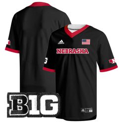 Nebraska Cornhuskers Baseball Black V Neck Jersey - All Stitched
