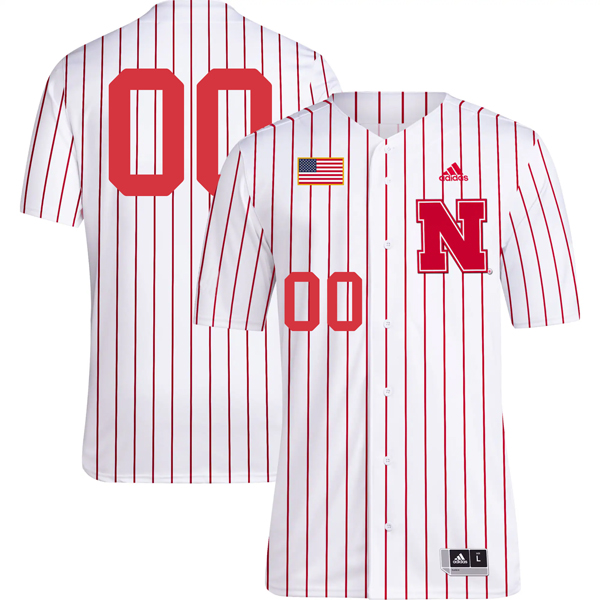 Custom Nebraska Cornhuskers Baseball White Pinstripe Jersey - All Stitched