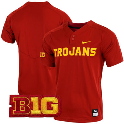 USC Trojans Baseball Cardinal Vapor Elite Two Button Jersey - All Stitched