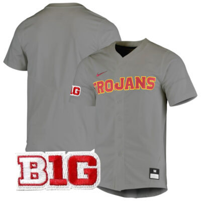 USC Trojans Baseball Grey Vapor Untouchable Elite Jersey - All Stitched
