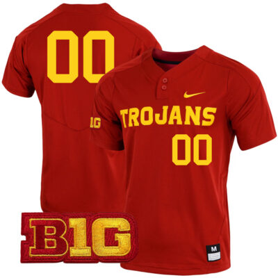Custom USC Trojans Baseball Cardinal Vapor Elite Two Button Jersey - All Stitched