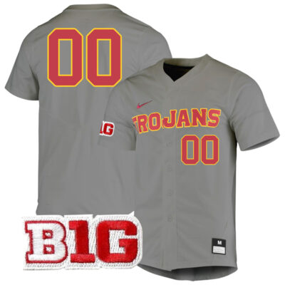 Custom USC Trojans Baseball Grey Vapor Untouchable Elite Jersey - All Stitched