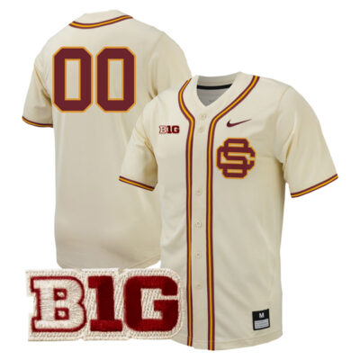 Custom USC Trojans Baseball Cream Full Button Jersey - All Stitched