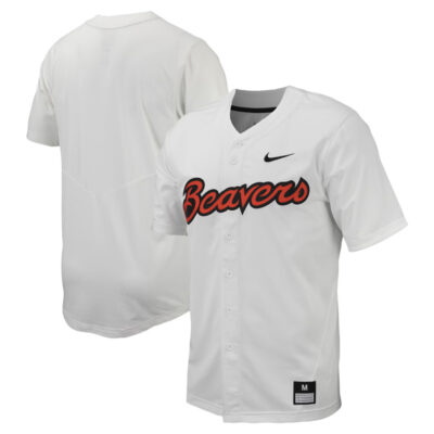 Oregon State Beavers Baseball White Full Button Jersey - All Stitched