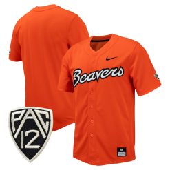 Oregon State Beavers Baseball Orange Full Button Jersey - All Stitched