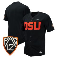 Oregon State Beavers Baseball Black Full Button Jersey - All Stitched