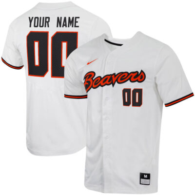 Custom Oregon State Beavers Baseball White Full Button Jersey - All Stitched