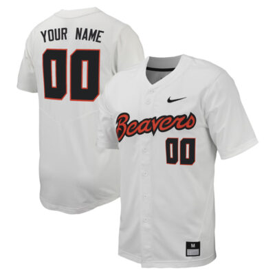 Custom Oregon State Beavers Baseball White Full Button Jersey - All Stitched