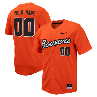 Custom Oregon State Beavers Baseball Orange Full Button Jersey - All Stitched
