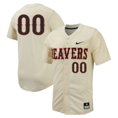 Custom Oregon State Beavers Baseball Cream Full Button Jersey - All Stitched