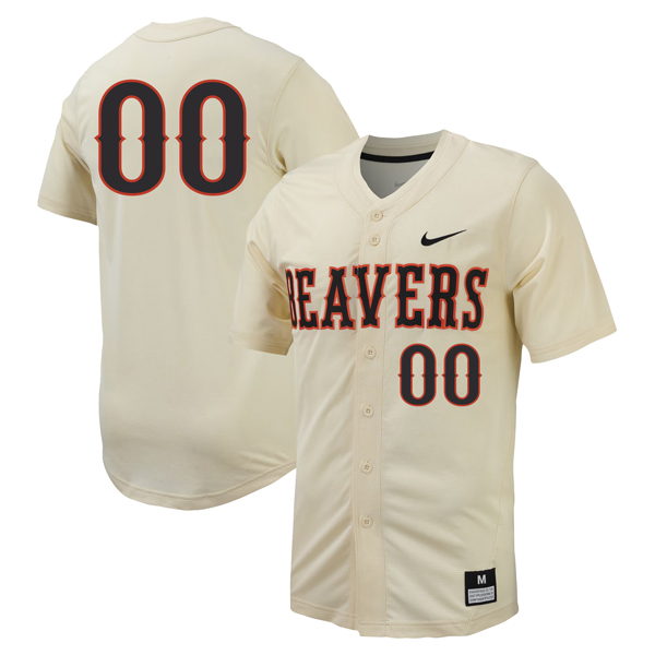 Custom Oregon State Beavers Baseball Cream Full Button Jersey - All Stitched