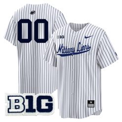 Custom Penn State Nittany Lions Baseball White Pinstripe Jersey - All Stitched