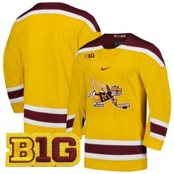 Minnesota Golden Gophers Hockey Gold Jersey - All Stitched
