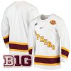 Minnesota Golden Gophers Hockey White 100th Season Jersey - All Stitched