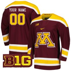 Custom Minnesota Golden Gophers Hockey Maroon Jersey - All Stitched