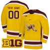 Custom Minnesota Golden Gophers Hockey Gold Jersey - All Stitched