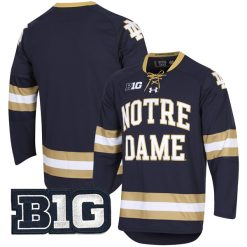 Notre Dame Fighting Irish Hockey Navy UA Jersey - All Stitched
