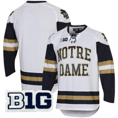 Notre Dame Fighting Irish Hockey White UA Jersey - All Stitched