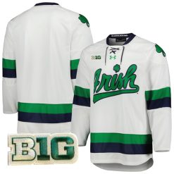 Notre Dame Fighting Irish Hockey White Jersey - All Stitched