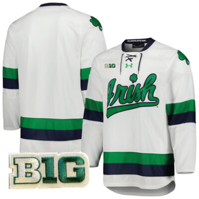 Notre Dame Fighting Irish Hockey White Jersey - All Stitched