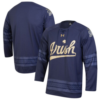 Notre Dame Fighting Irish Hockey Navy Ireland Jersey - All Stitched