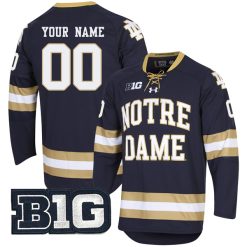 Custom Notre Dame Fighting Irish Hockey Navy UA Jersey - All Stitched