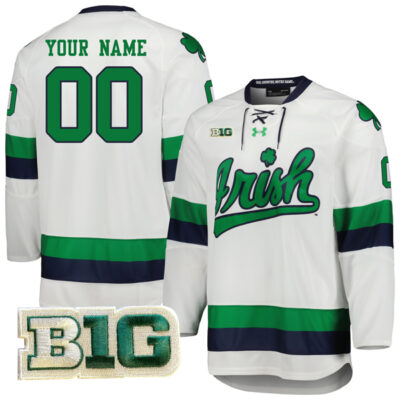 Custom Notre Dame Fighting Irish Hockey White Jersey - All Stitched