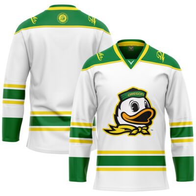 Oregon Ducks Hockey White Jersey - All Stitched