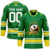 Custom Oregon Ducks Hockey Green Jersey - All Stitched