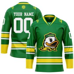 Custom Oregon Ducks Hockey Green Jersey - All Stitched