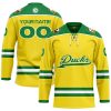 Custom Oregon Ducks Hockey Yellow Jersey - All Stitched