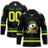 Custom Oregon Ducks Hockey Black Jersey - All Stitched