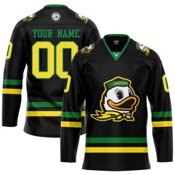 Custom Oregon Ducks Hockey Black Jersey - All Stitched
