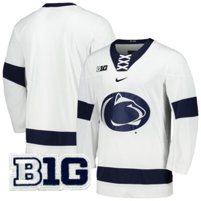 Penn State Nittany Lions Hockey White Jersey - All Stitched