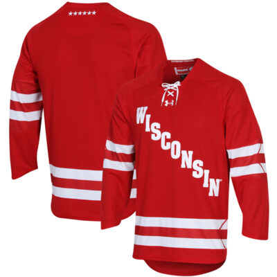 Wisconsin Badgers Hockey Red UA Jersey - All Stitched