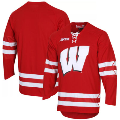 Wisconsin Badgers Hockey Red Jersey w/ B1G Patch - All Stitched