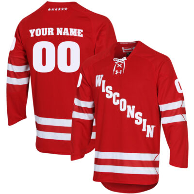 Custom Wisconsin Badgers Hockey Red UA Jersey - All Stitched