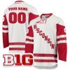 Custom Wisconsin Badgers Hockey White UA Jersey w/ B1G Patch - All Stitched