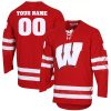 Custom Wisconsin Badgers Hockey Red Jersey - All Stitched