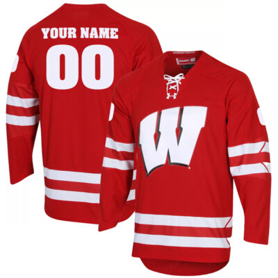 Custom Wisconsin Badgers Hockey Red Jersey - All Stitched