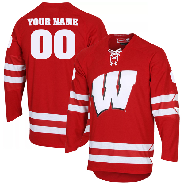 Custom Wisconsin Badgers Hockey Red Jersey - All Stitched