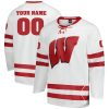 Custom Wisconsin Badgers Hockey White Jersey - All Stitched