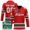 Custom Wisconsin Badgers Hockey Red Alternate Jersey w/ Frozen Confines Patch - All Stitched
