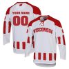 Custom Wisconsin Badgers Hockey White Alternate Jersey - All Stitched