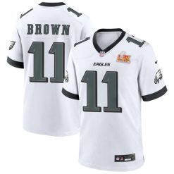 AJ Brown Philadelphia Eagles White Super Bowl LIX Game Jersey - All Stitched