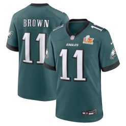 AJ Brown Philadelphia Eagles Midnight Green Super Bowl LIX Game Jersey - All Stitched