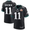 AJ Brown Philadelphia Eagles Black Super Bowl LIX Game Jersey - All Stitched