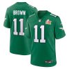 AJ Brown Philadelphia Eagles Green Super Bowl LIX Throwback Jersey - All Stitched