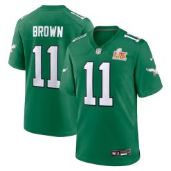 AJ Brown Philadelphia Eagles Green Super Bowl LIX Throwback Jersey - All Stitched
